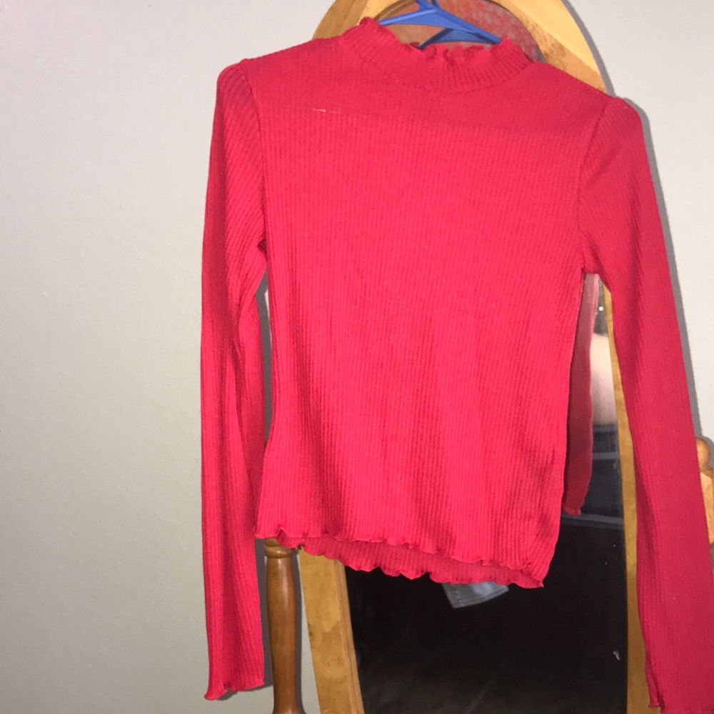 Red thin turtleneck long sleeve